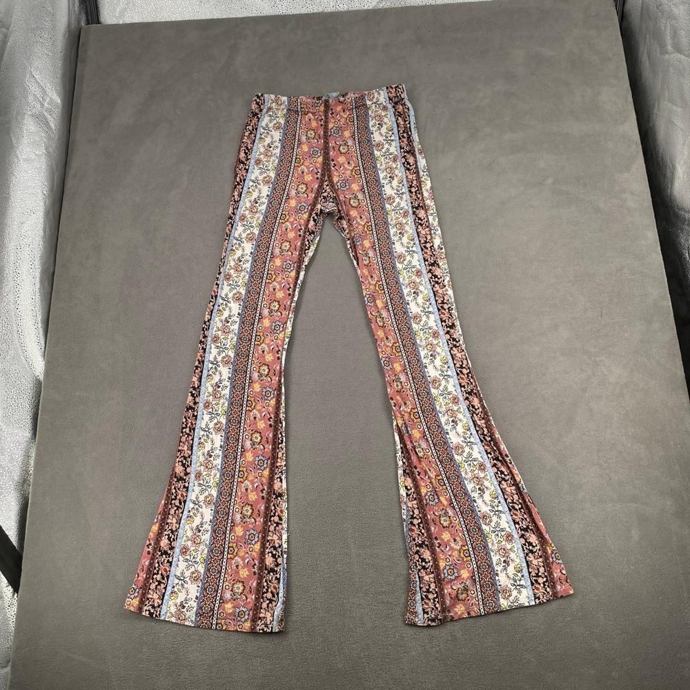 Sky & Sparrow Floral Paisley Flare Boho Bell Bottom Pants Pink Multi Small